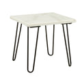 Marble Top End Table With Hairpin Style Metal Legs White And Black
