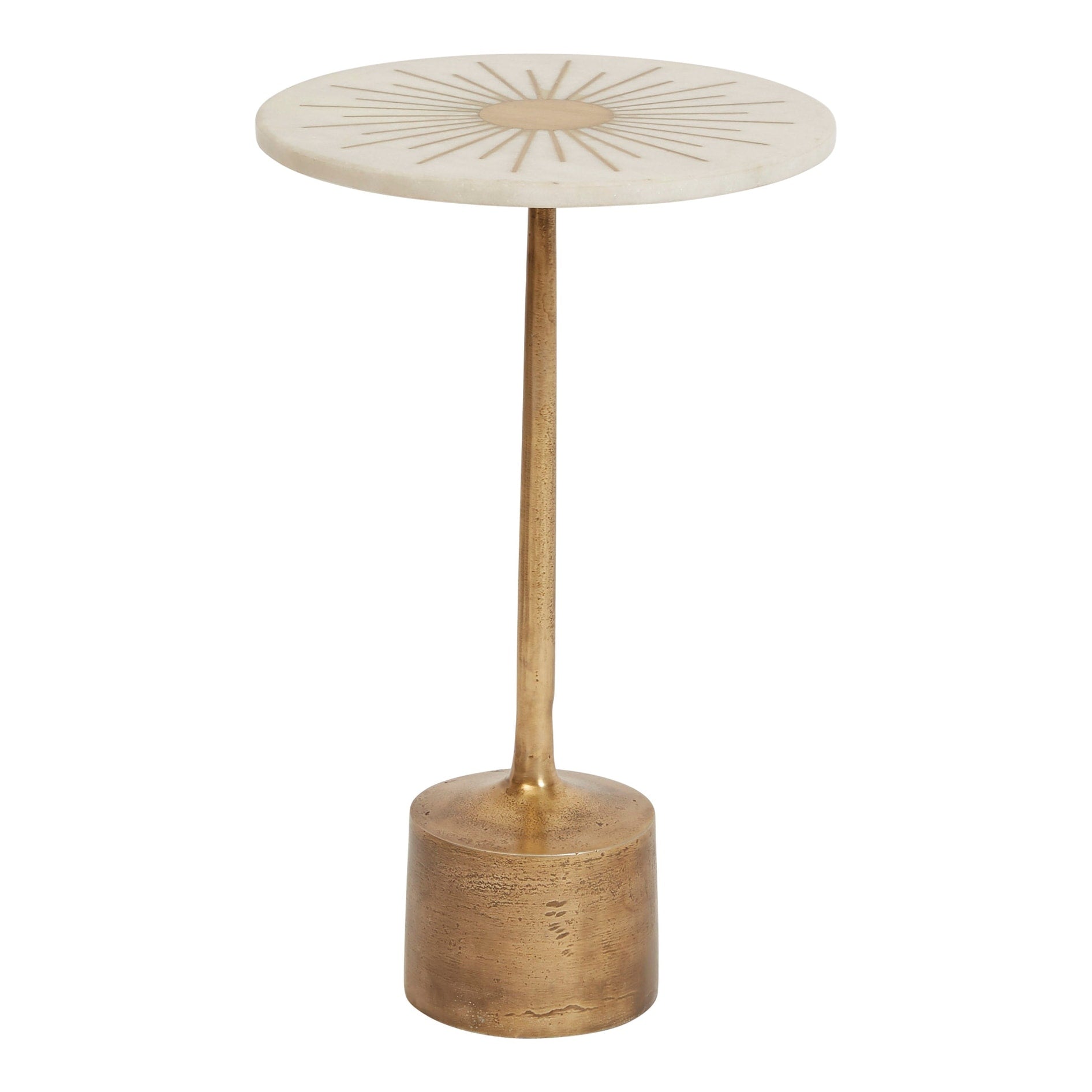 12 R Marble Metal Sunburst Table With Pedestal Base