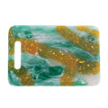 Marbled Resin Cheese Serving Board With Gold Foil And Handle 12.5 L X 8.25 W X 0.5 H