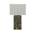 Marbled Resin Studded Table Lamp With Linen Shade 12.0 L X 8.0 W X 19.75 H