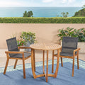 Marcello Outdoor 2 Seater Round Acacia Wood Mesh Seats Dining Set By Christopher Knight Home