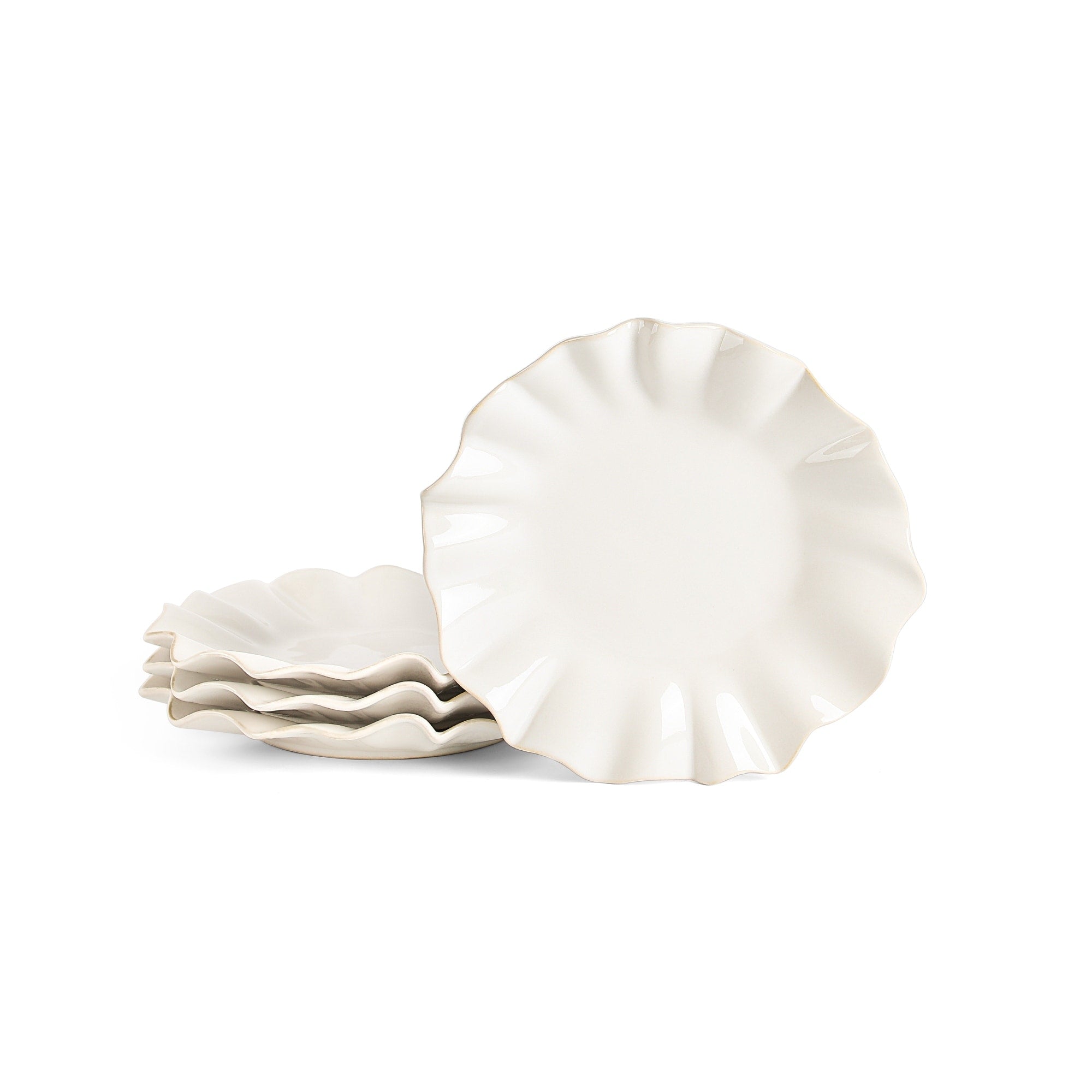 Marchesa Lotus 4 Piece Stoneware Salad Plate Set White