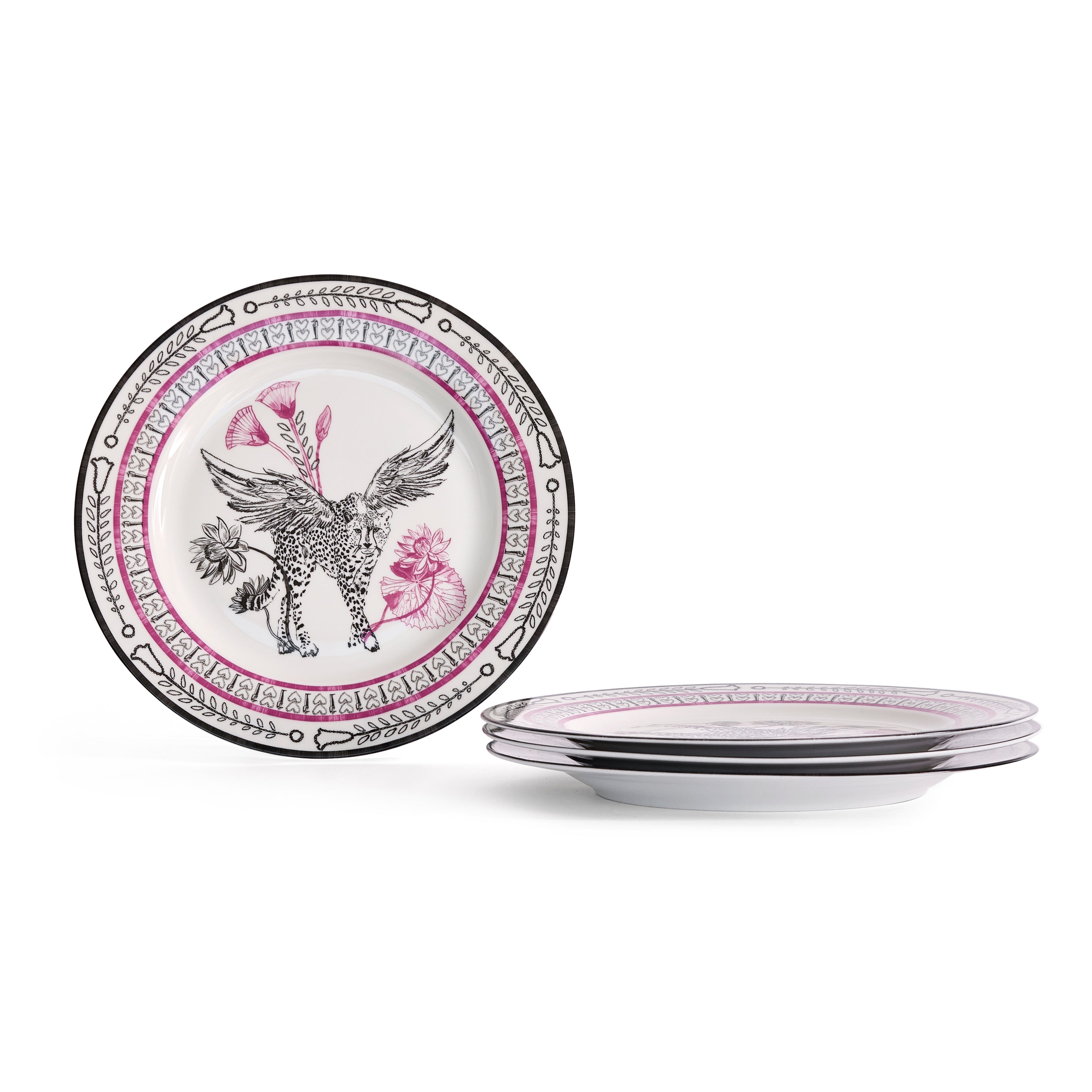 Marchesa Serengeti 4 Piece Porcelain Dinner Plate Set Multicolored