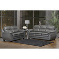 Marcus Premium Grey Top Grain Leather Sofa And Loveseat Set