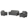 Marcus Premium Grey Top Grain Leather Sofa And Two Chairs