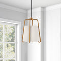 Marduk Contemporary Antique Brass Pendant With White Linen Shade