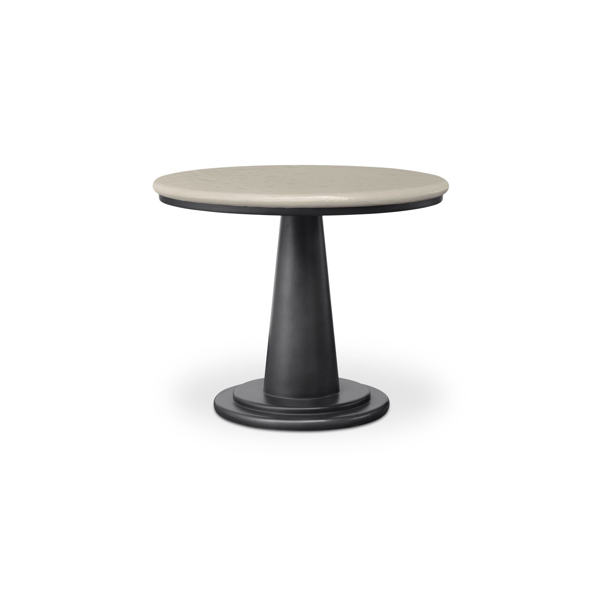 Maren Outdoor Dining Table Round Concrete Gloss Top Tile Like Texture Water Resistant Scratch Resistant Seats 4 Cream