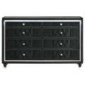 Maren Wide Dresser 8 Drawers And Led Light Black Tufted Velvet Glass Top