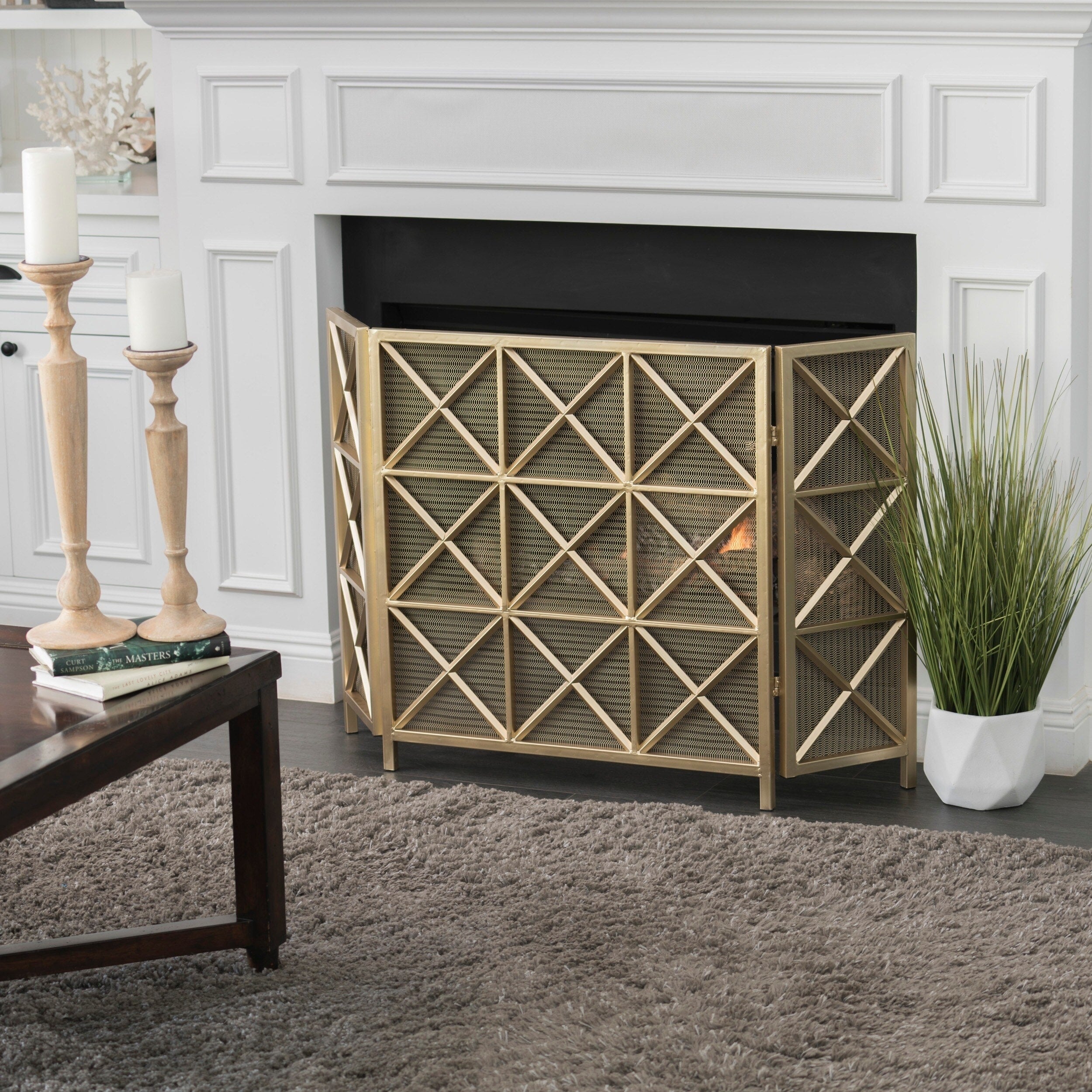 Margaret 3 Panel Iron Fireplace Screen By Christopher Knight Home