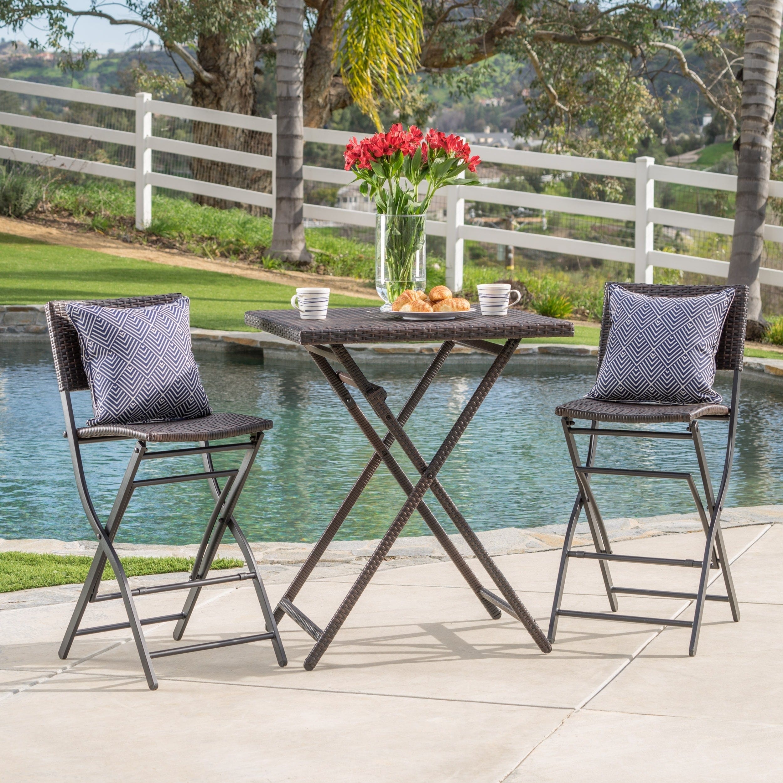 Margarita Outdoor Wicker 3 Piece Bar Set By Christopher Knight Home