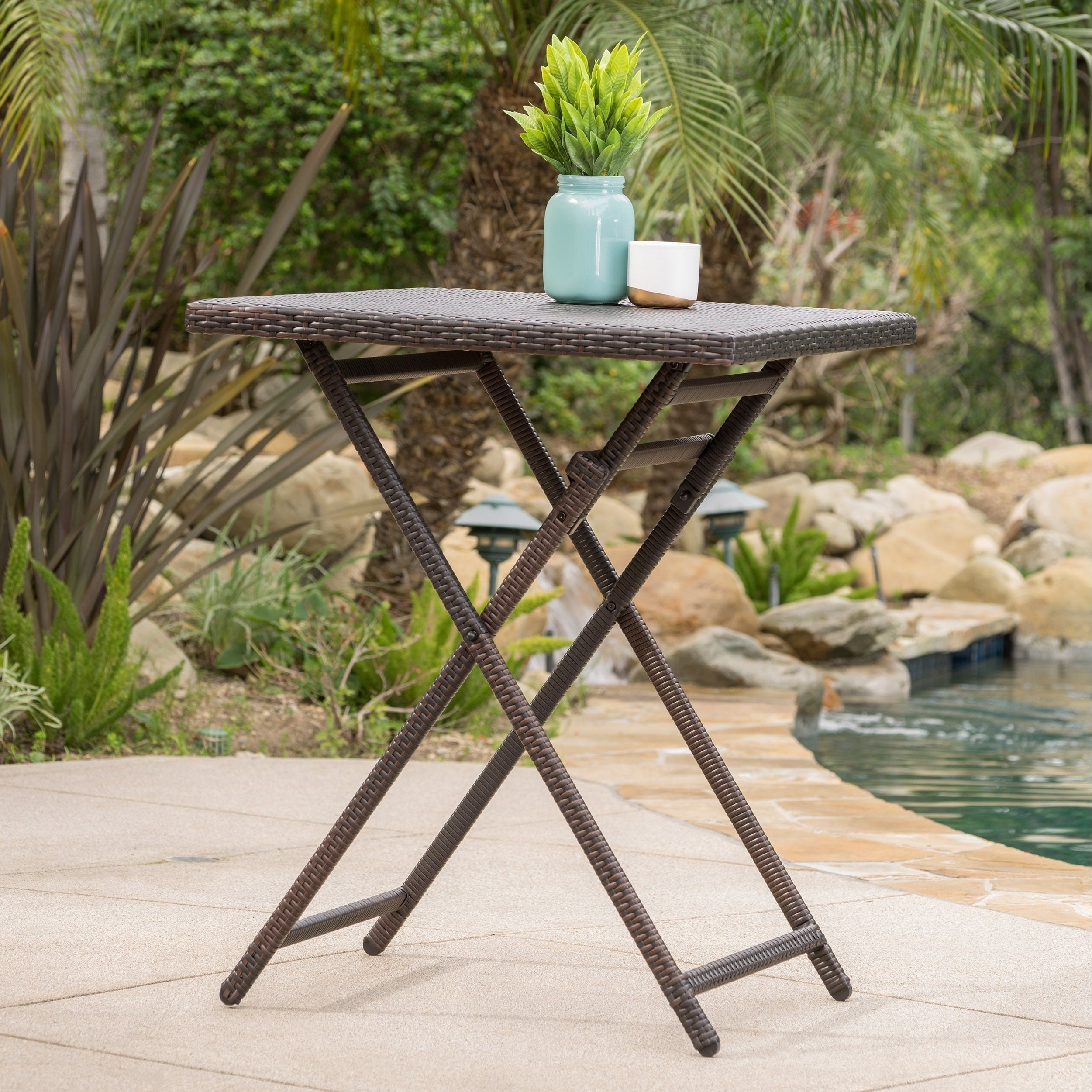 Margarita Outdoor Wicker Bar Table By Christopher Knight Home