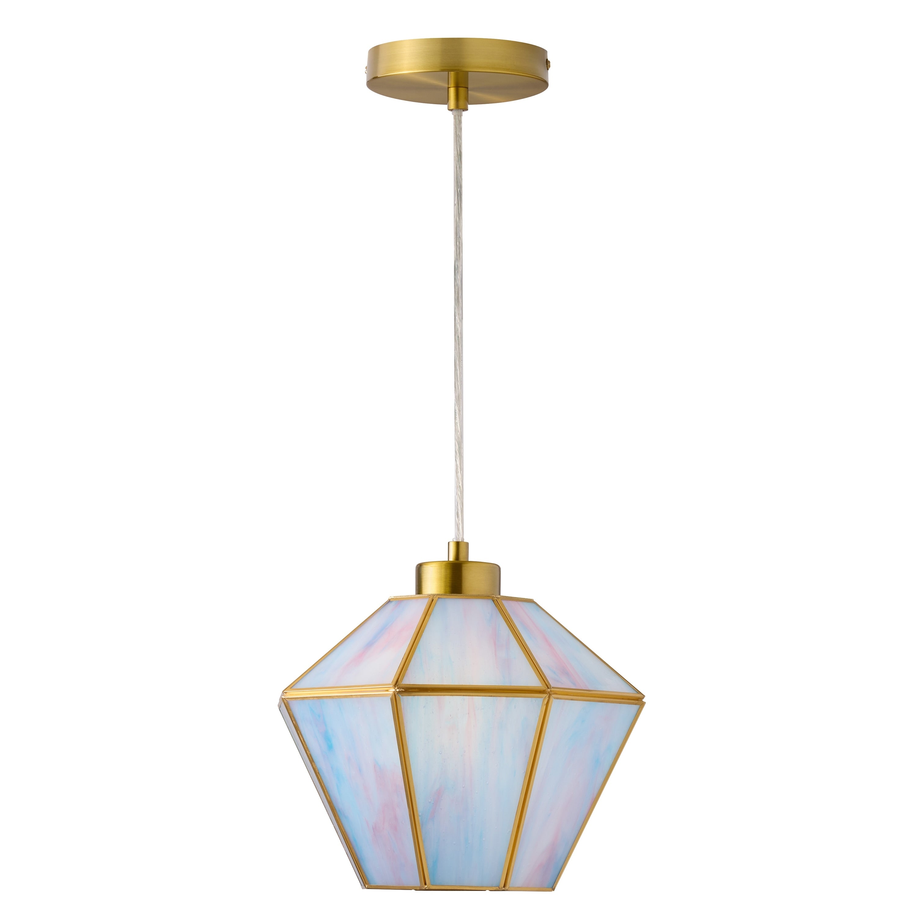 Margaux River Of Goods Blue And Pink Stained Glass And Metal 10 Inch Pendant Light With Adjustable Hanging Cord