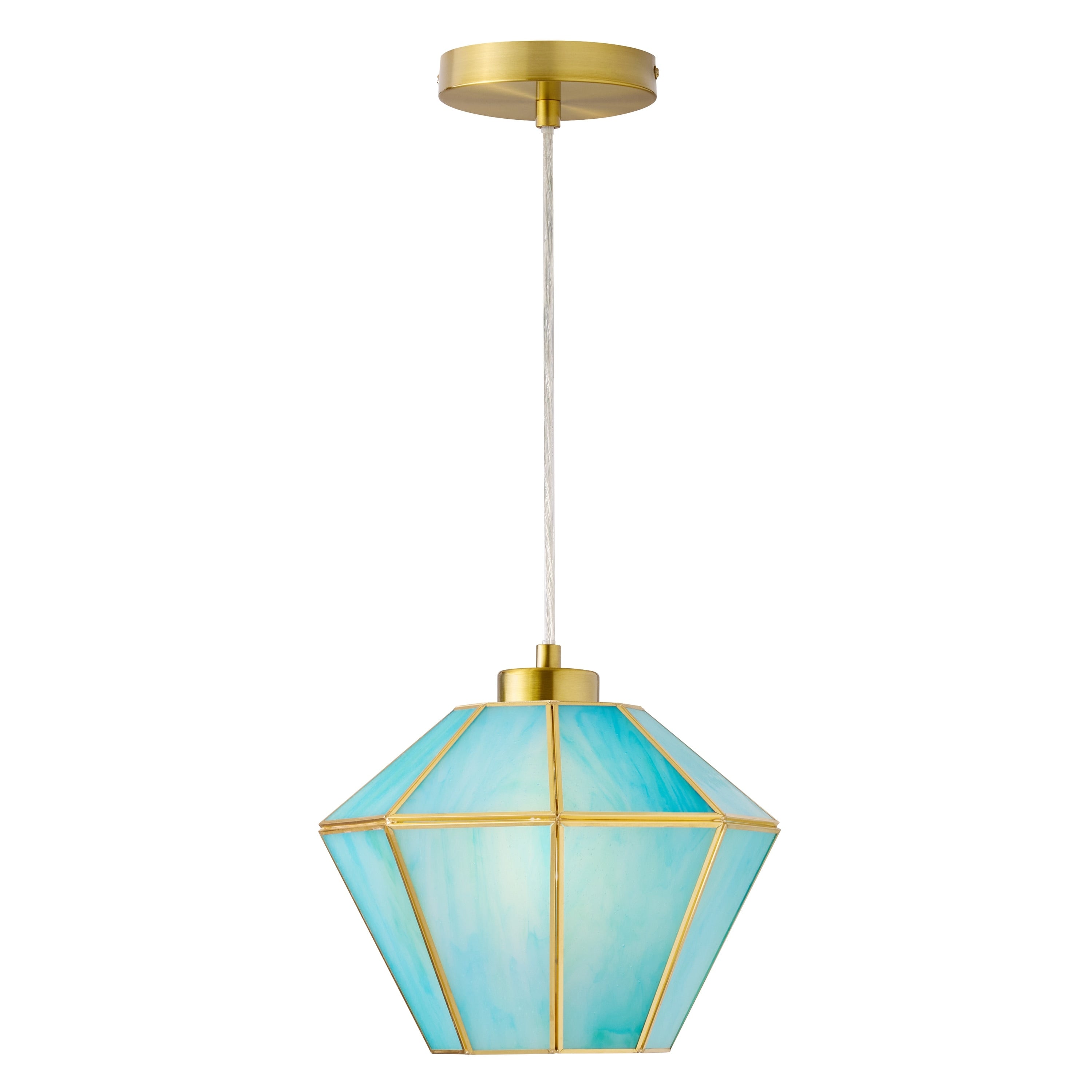Margaux River Of Goods Green Stained Glass And Metal 10 Inch Pendant Light With Adjustable Hanging Cord 10 X 10 X 59