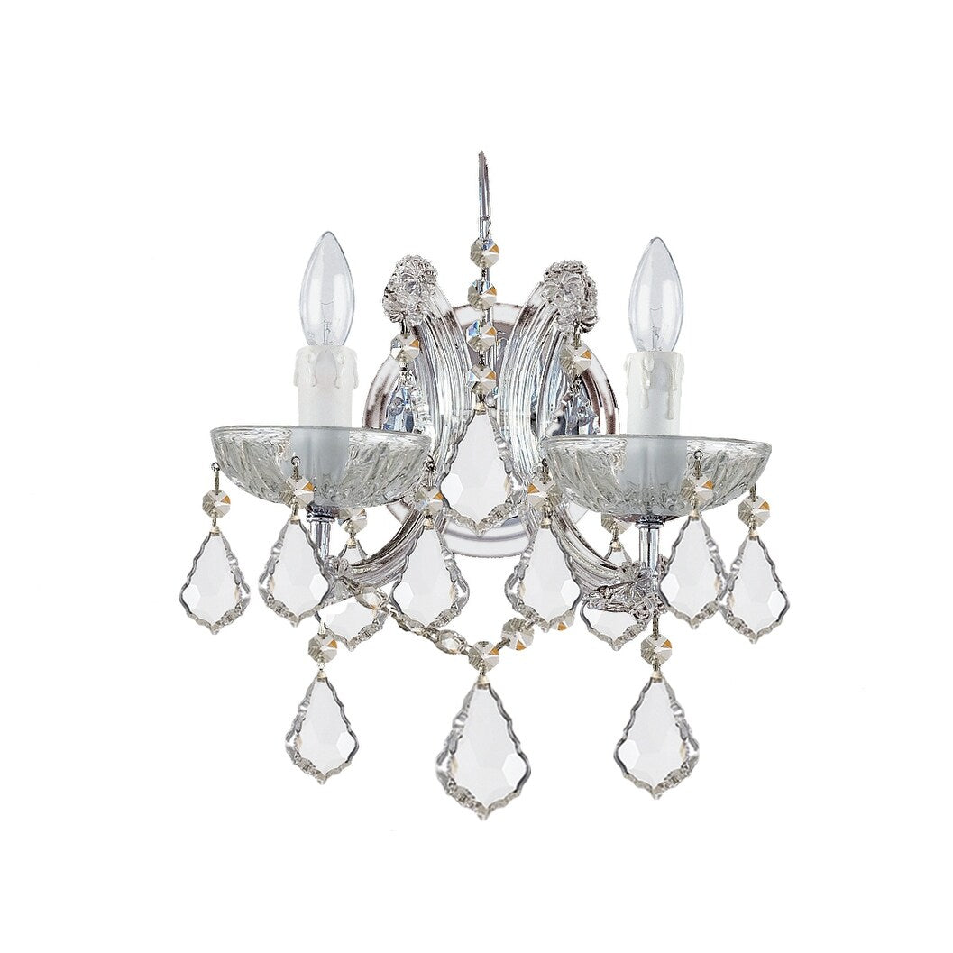 Crystorama Maria Theresa Collection 2 Light Polished Chrome Swarovski Spectra Crystal Wall Sconce