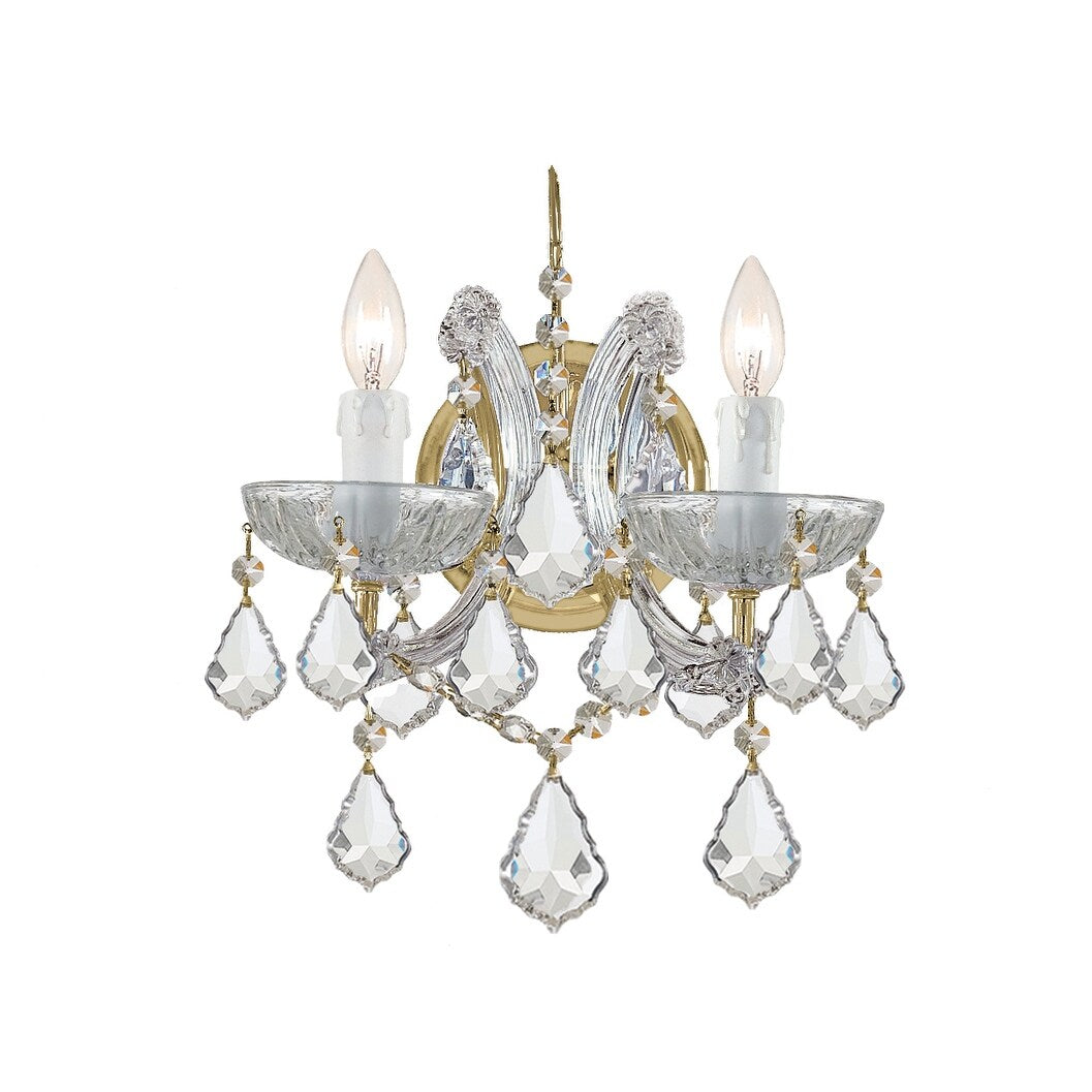 Crystorama Maria Theresa Collection 2 Light Gold Swarovski Spectra Crystal Wall Sconce