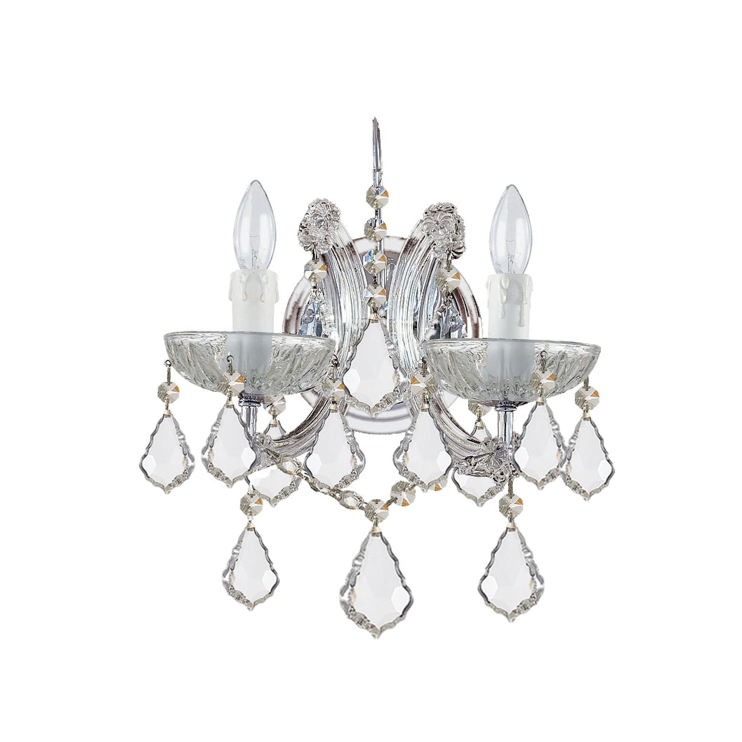 Crystorama Maria Theresa Collection 2 Light Polished Chrome Swarovski Strass Crystal Wall Sconce