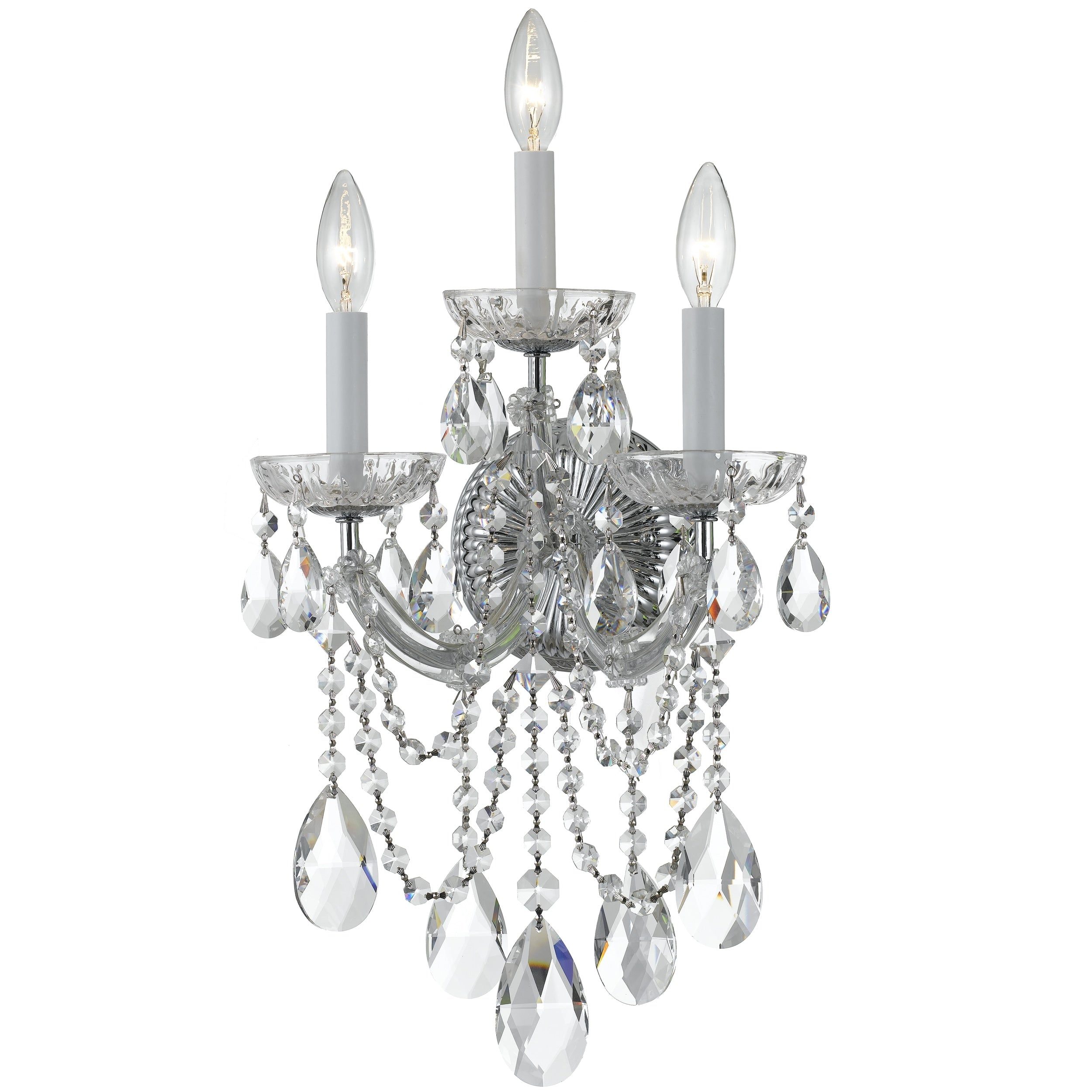 Crystorama Maria Theresa 3 Light Chrome Crystal Wall Sconce