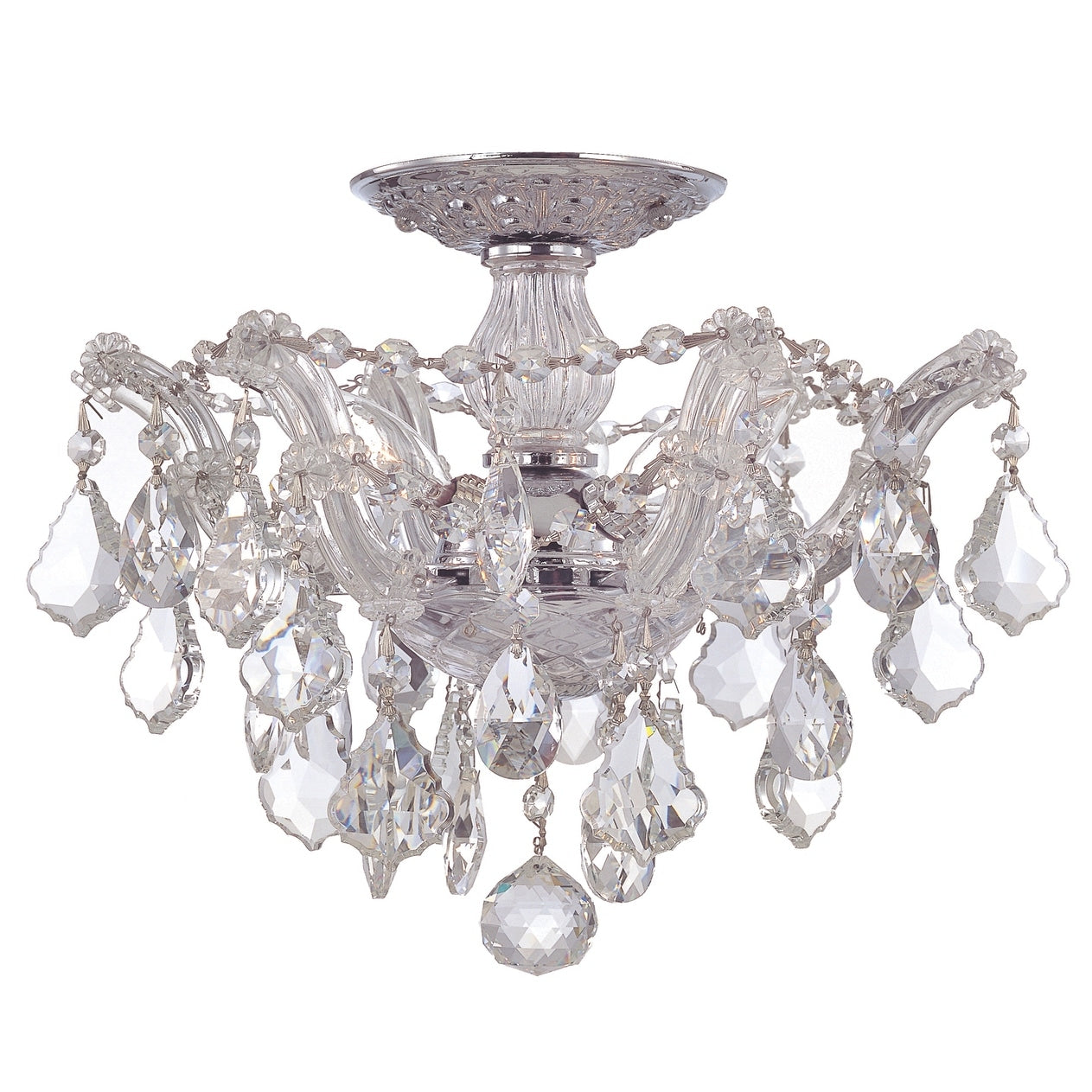 3 Light Chrome Crystal Semi Flush Mount