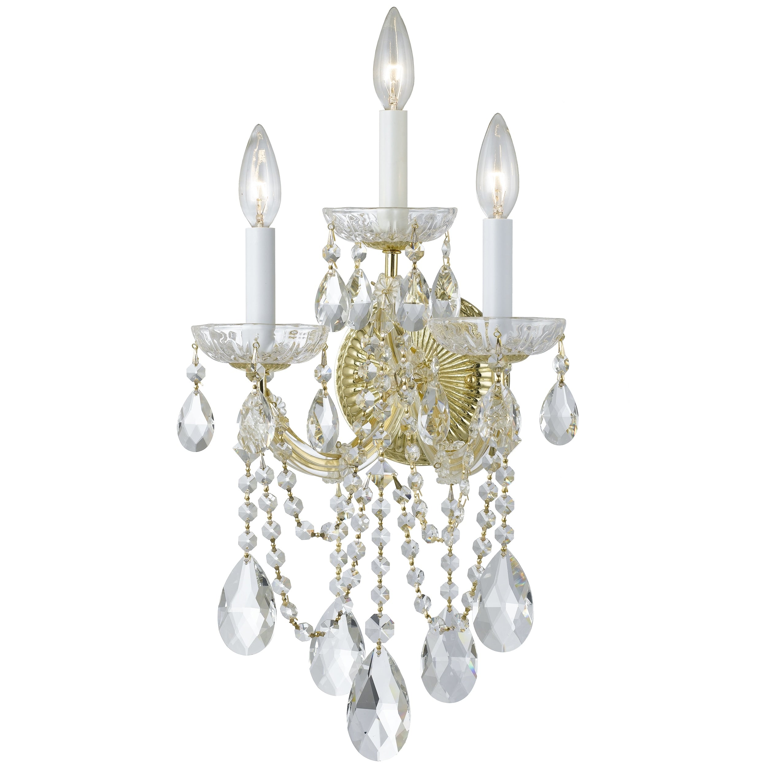 Crystorama Maria Theresa 3 Light Gold Crystal Wall Sconce