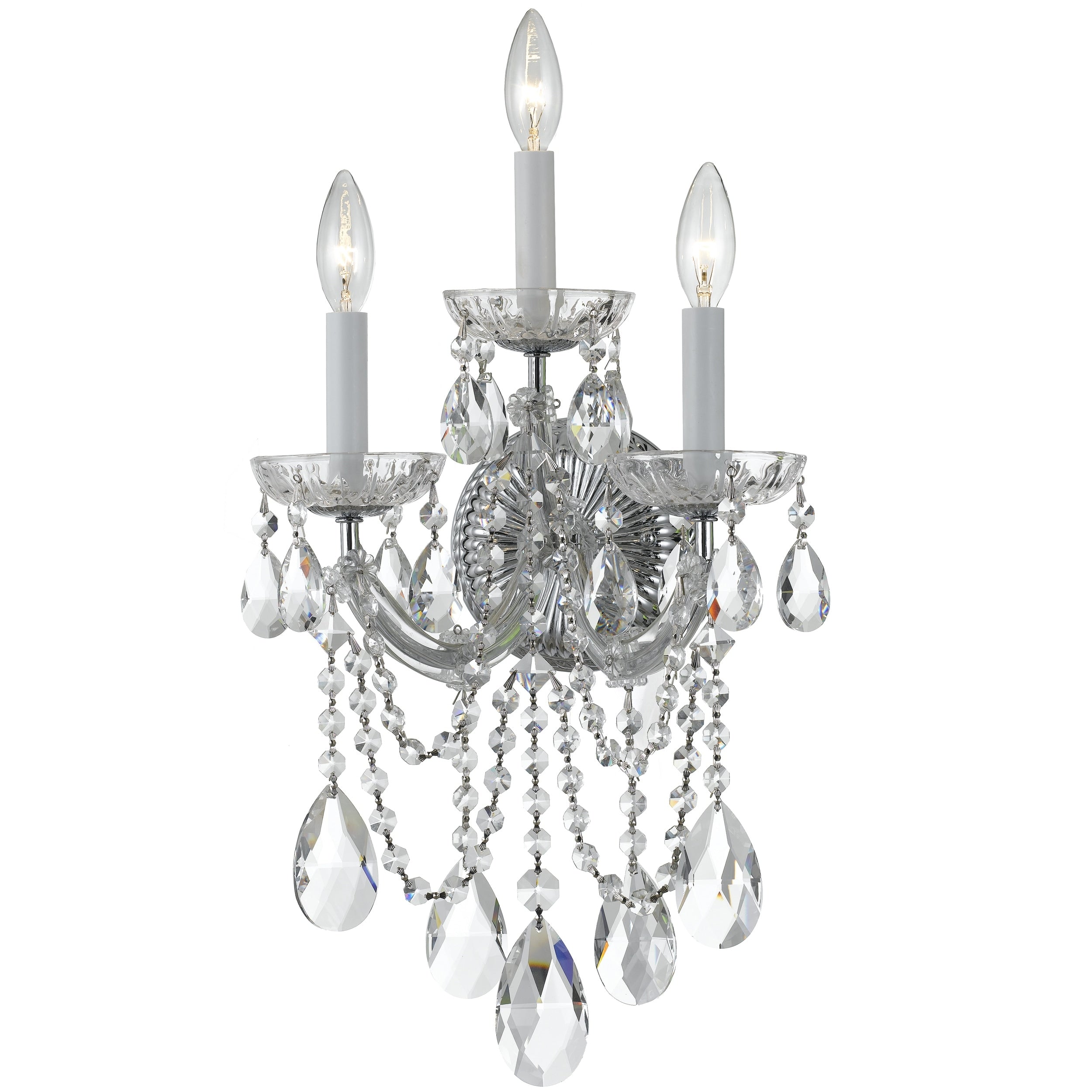 Crystorama Maria Theresa 3 Light Chrome Swarovski Spectra Crystal Wall Sconce