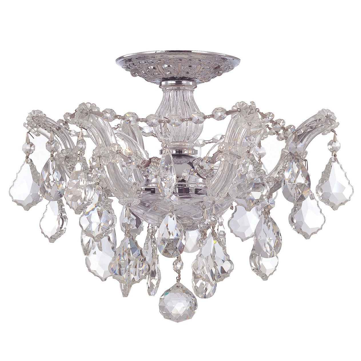 Maria Theresa 3 Light Polished Chrome Swarovski Spectra Crystal Semi Flush Mount Polished Chrome