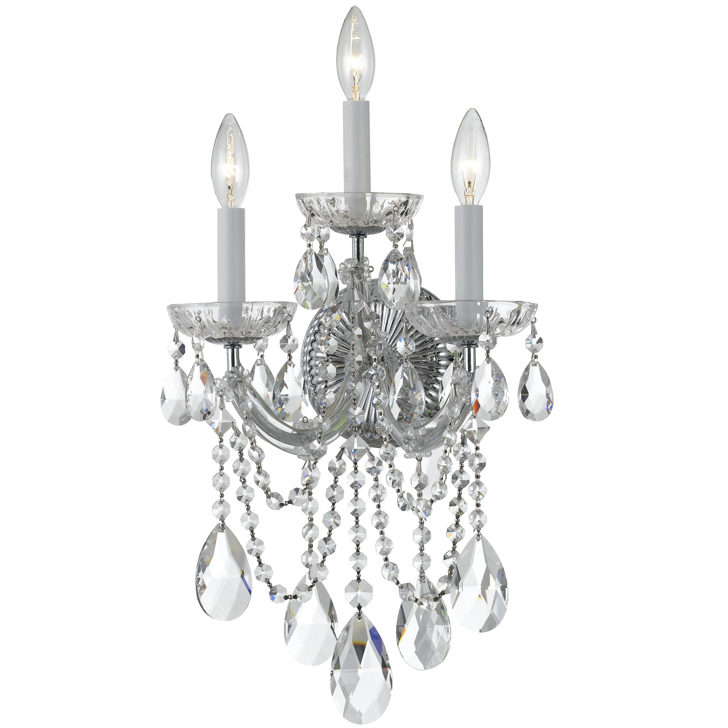Crystorama Maria Theresa 3 Light Chrome Swarovski Strass Crystal Wall Sconce