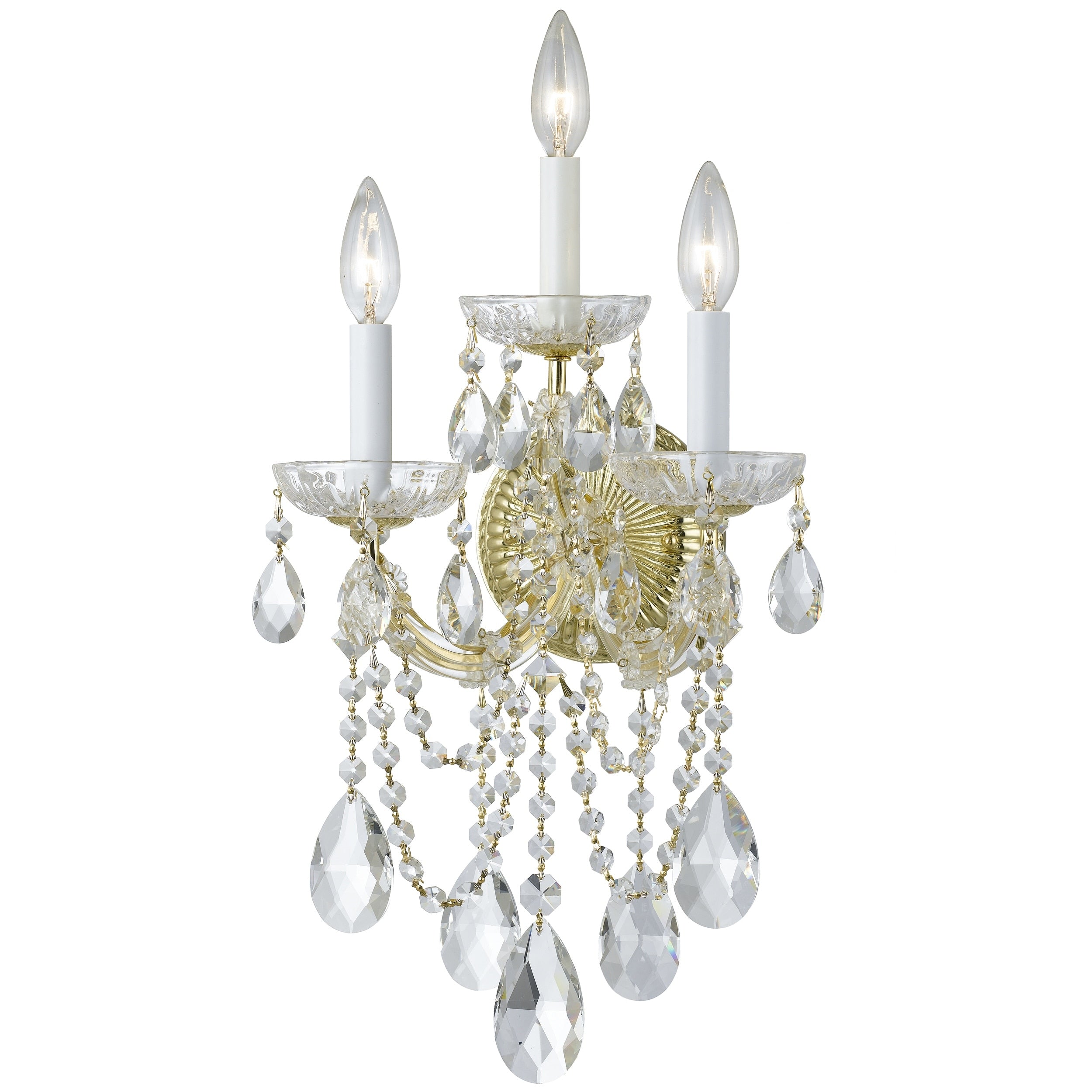Crystorama Maria Theresa 3 Light Gold Swarovski Strass Crystal Wall Sconce