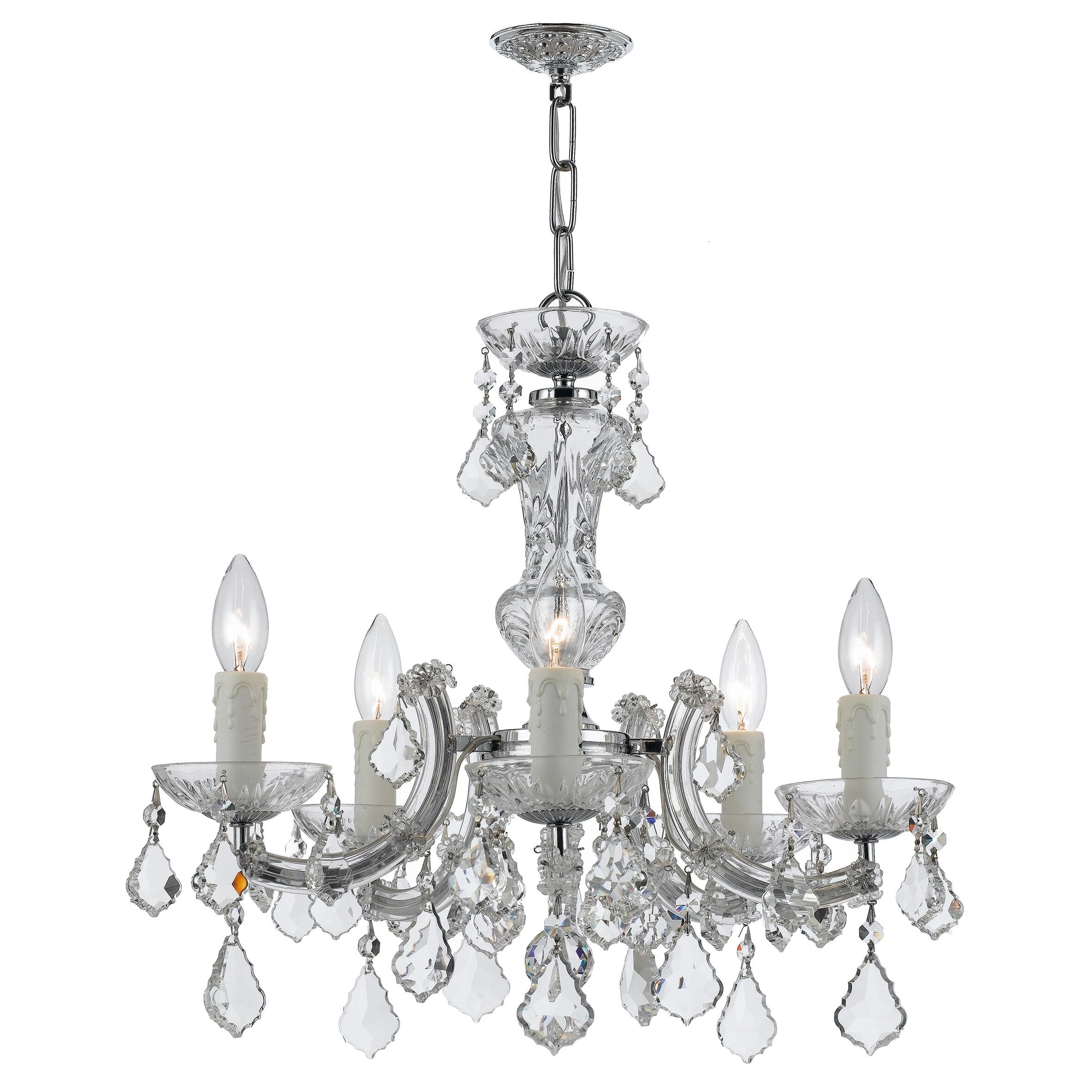 5 Light Chrome Crystal Mini Chandelier Polished Chrome