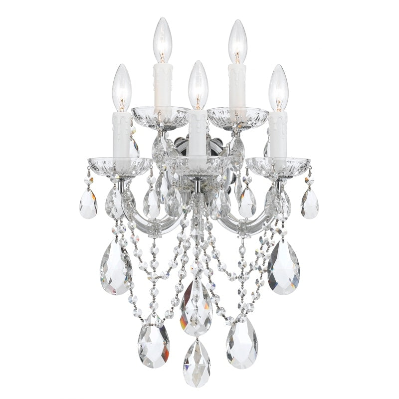 Crystorama Maria Theresa Collection 5 Light Polished Chrome Crystal Wall Sconce