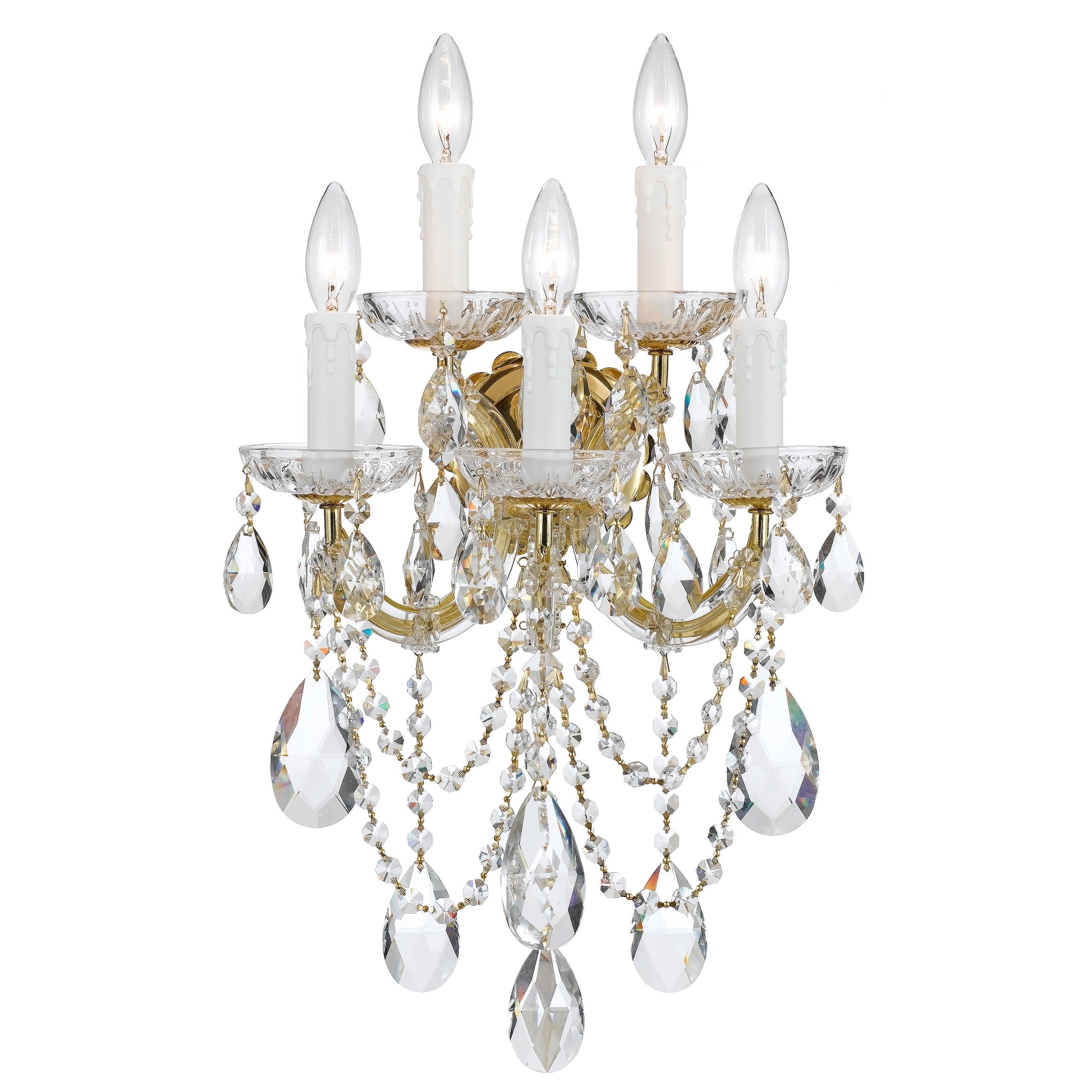 Crystorama Maria Theresa Collection 5 Light Gold Crystal Wall Sconce