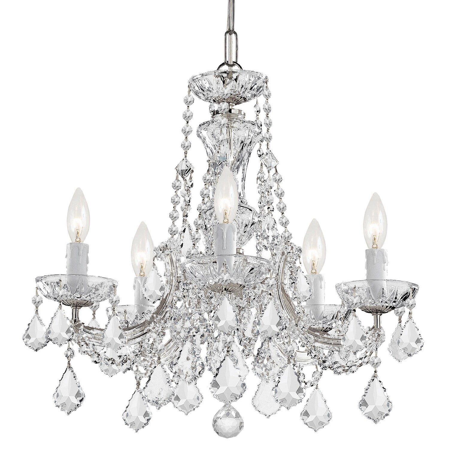 Maria Theresa 5 Light Polished Chrome Swarovski Spectra Crystal Chandelier Polished Chrome