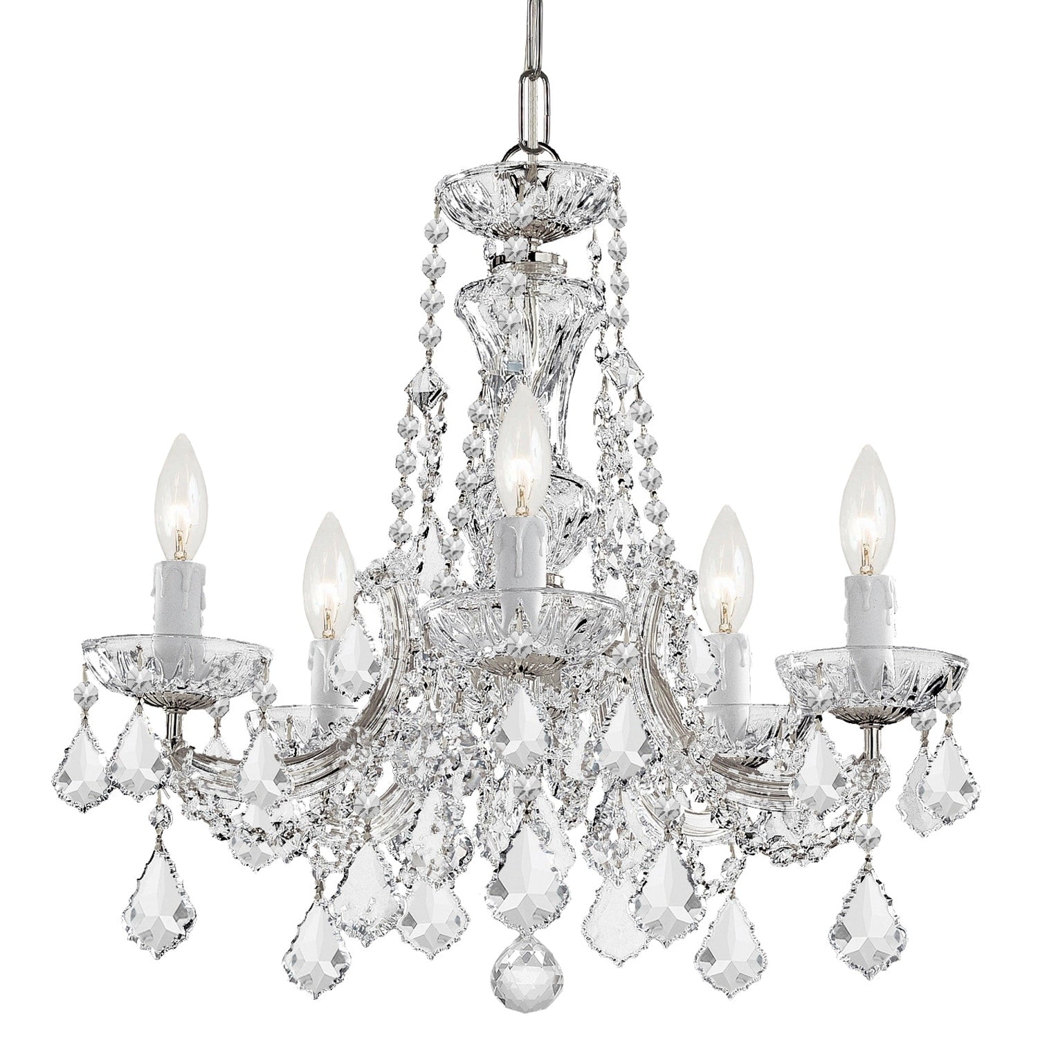 Maria Theresa 5 Light Polished Chrome Swarovski Strass Crystal Chandelier Polished Chrome