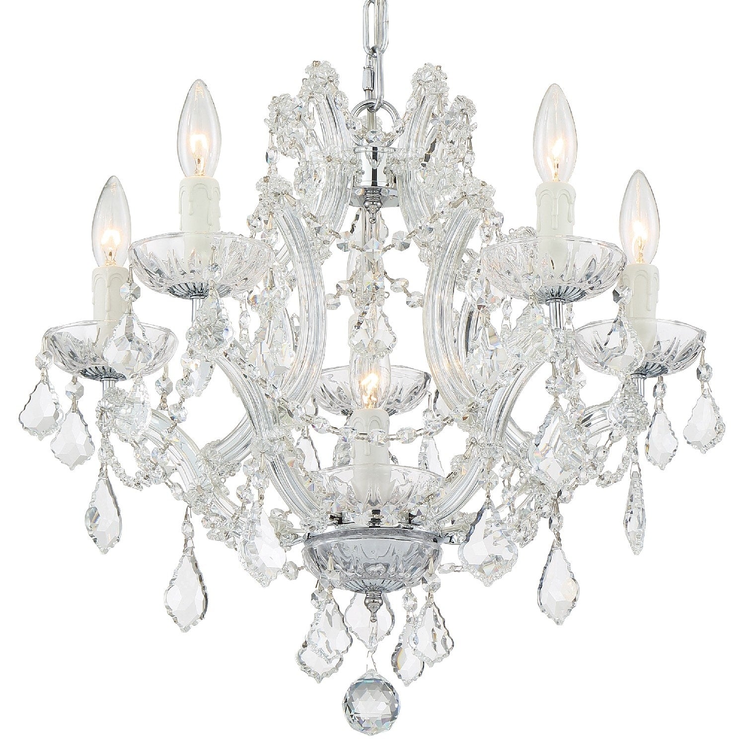 Crystorama Maria Theresa Collection 6 Light Polished Chrome Crystal Chandelier Chrome
