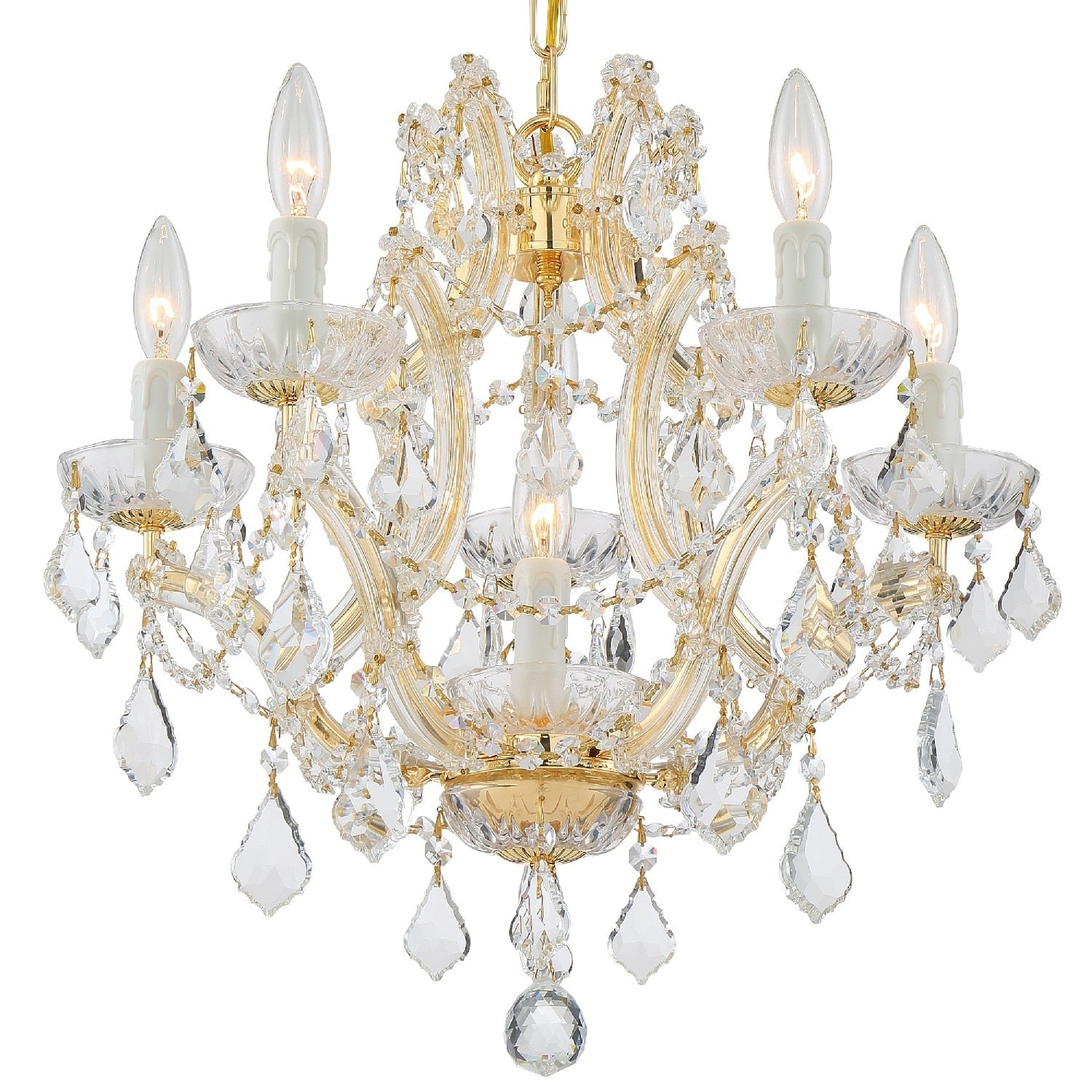 Crystorama Maria Theresa Collection 6 Light Gold Crystal Chandelier Gold