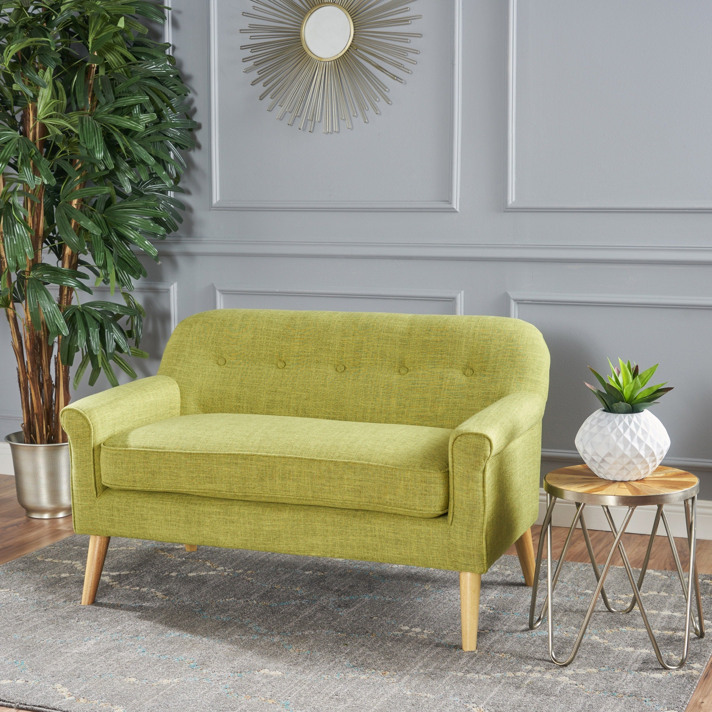 Mariah Mid Century Fabric Loveseat By Christopher Knight Home