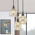Mariana Antique Black Cognac Glass 3 Light Cluster Pendant Chandelier