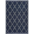 Geometric Trellis Navy Ivory Loop Pile Indoor Outdoor Area Rug 86 X 13