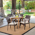 Marias Outdoor 5 Piece Wood And Wicker Dining Set By Christopher Knight Home