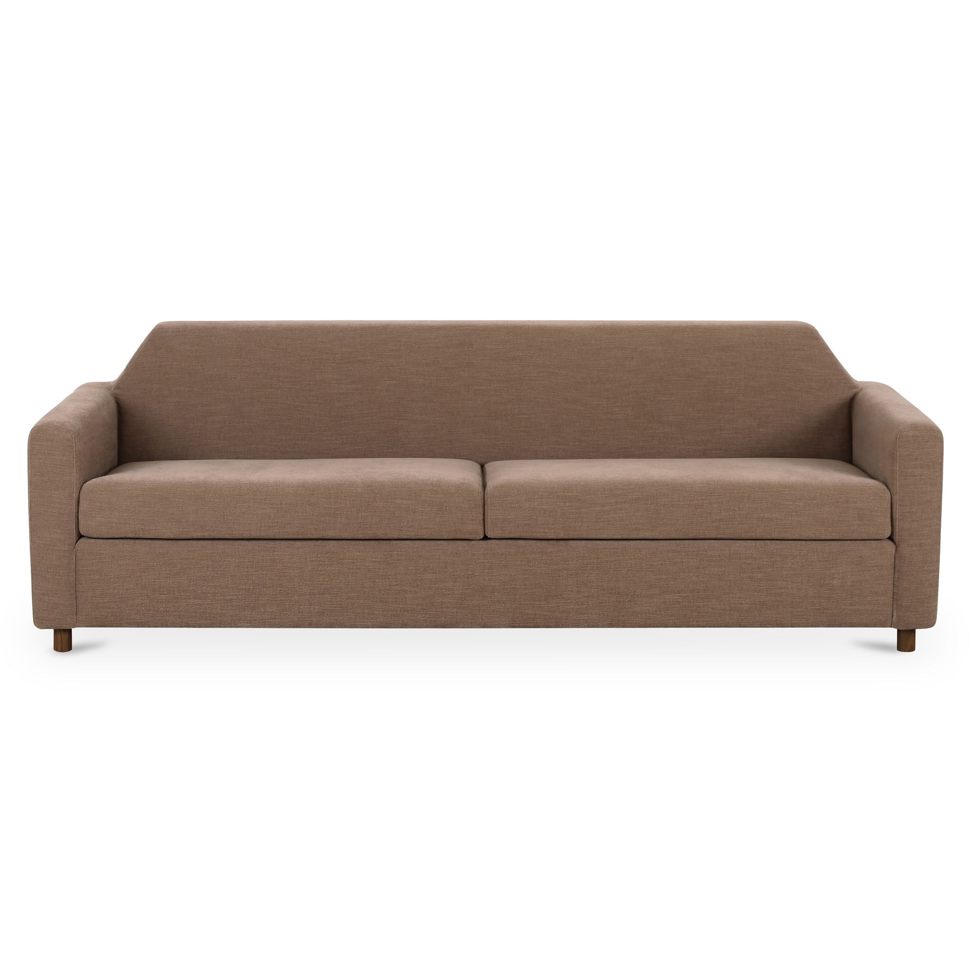 Maribelis Sofa Mid Century Angled Back And Bench Seat Linen Blend Upholstery Seats 3 Soft Brown