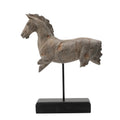 Marie Horse Statue On Black Iron Stand Gray Resin Stone Powder 17 Inch