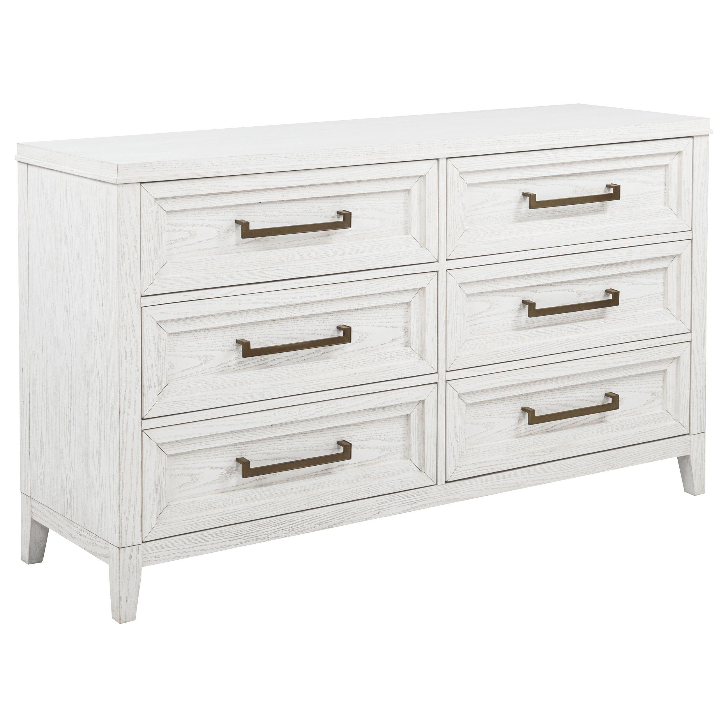 Marielle 6 Drawer Dresser With Mirror Distressed White