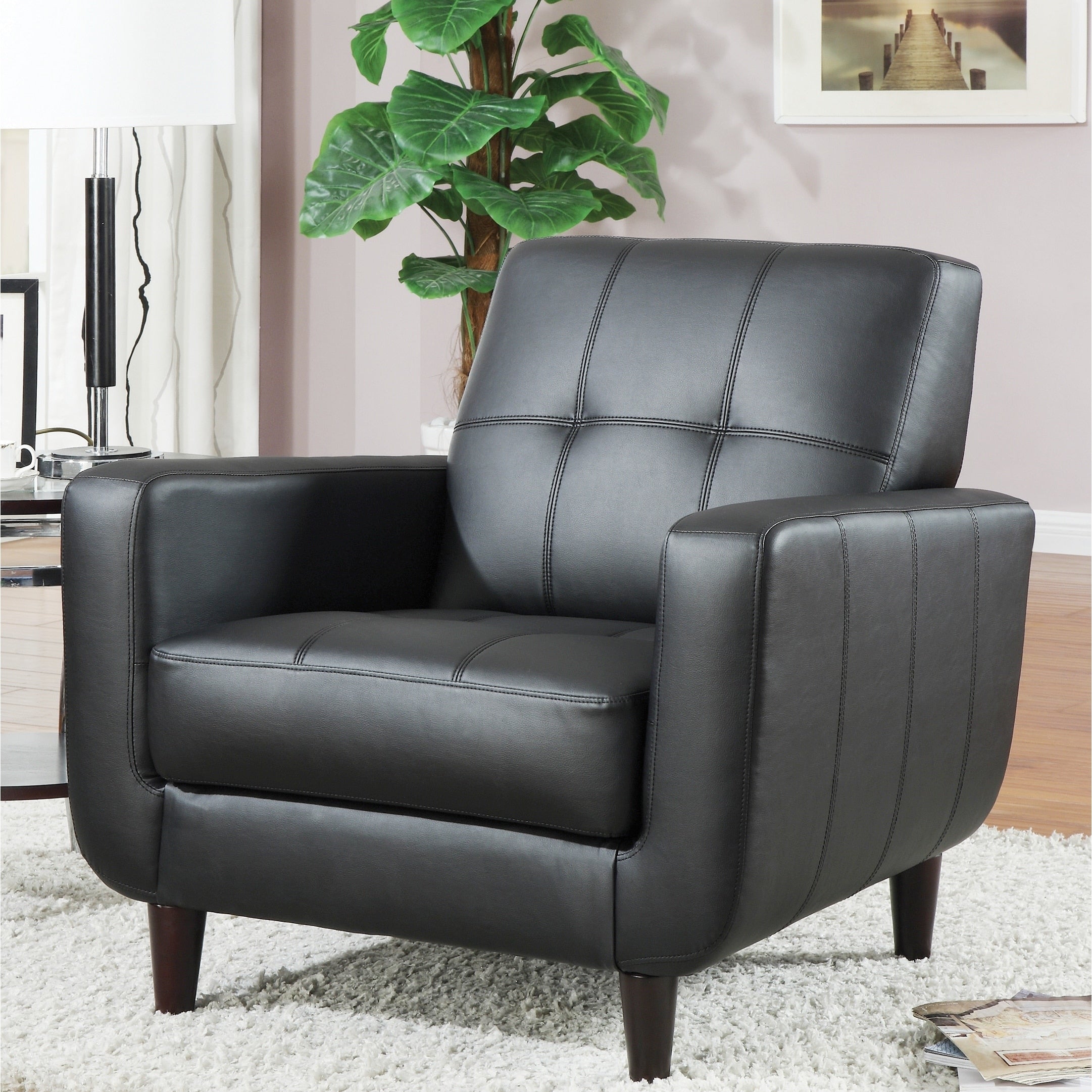 Marina Mid Century Design Black Upholstered Accent Chair