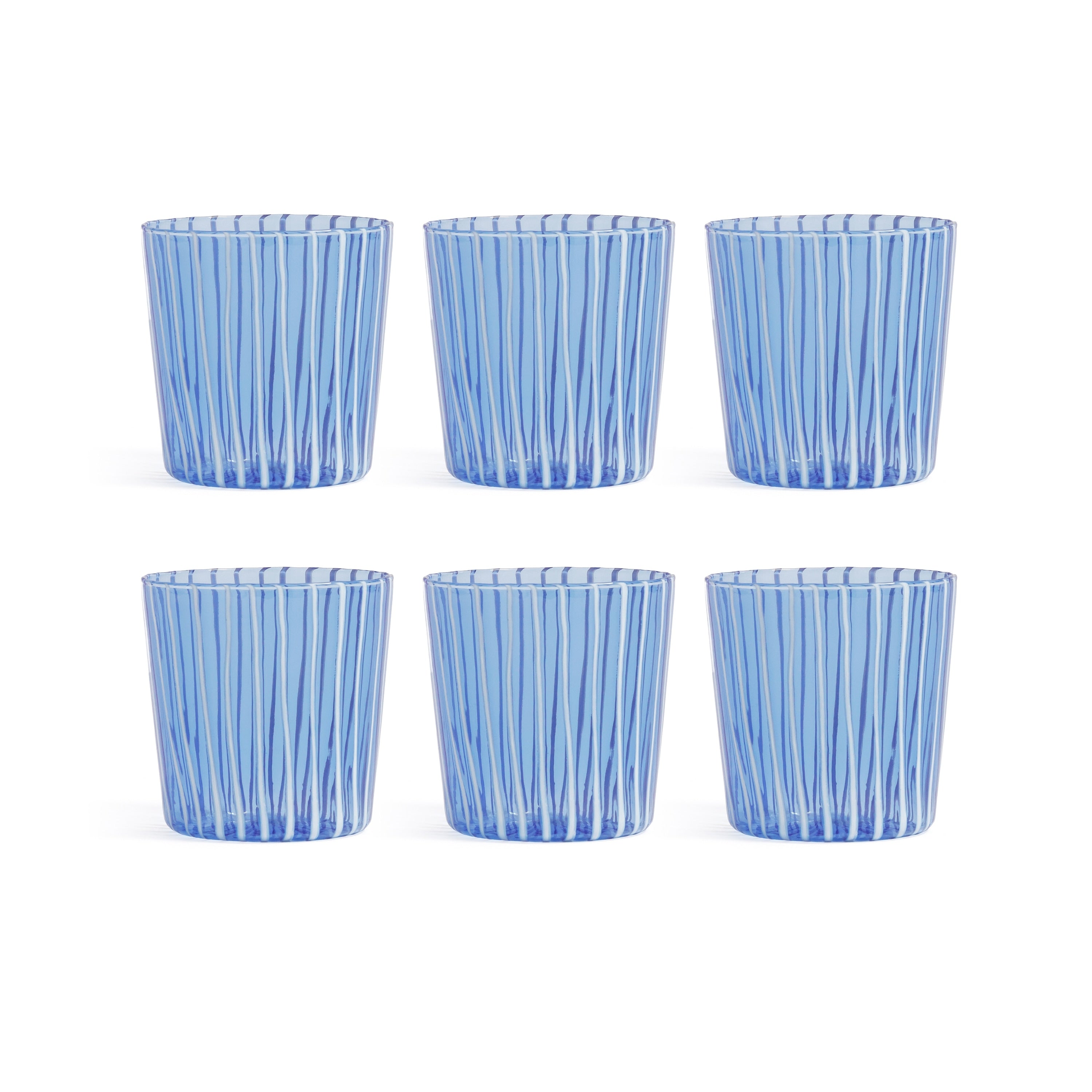 Marina White Stripe Glass Tumblers Set Of 6