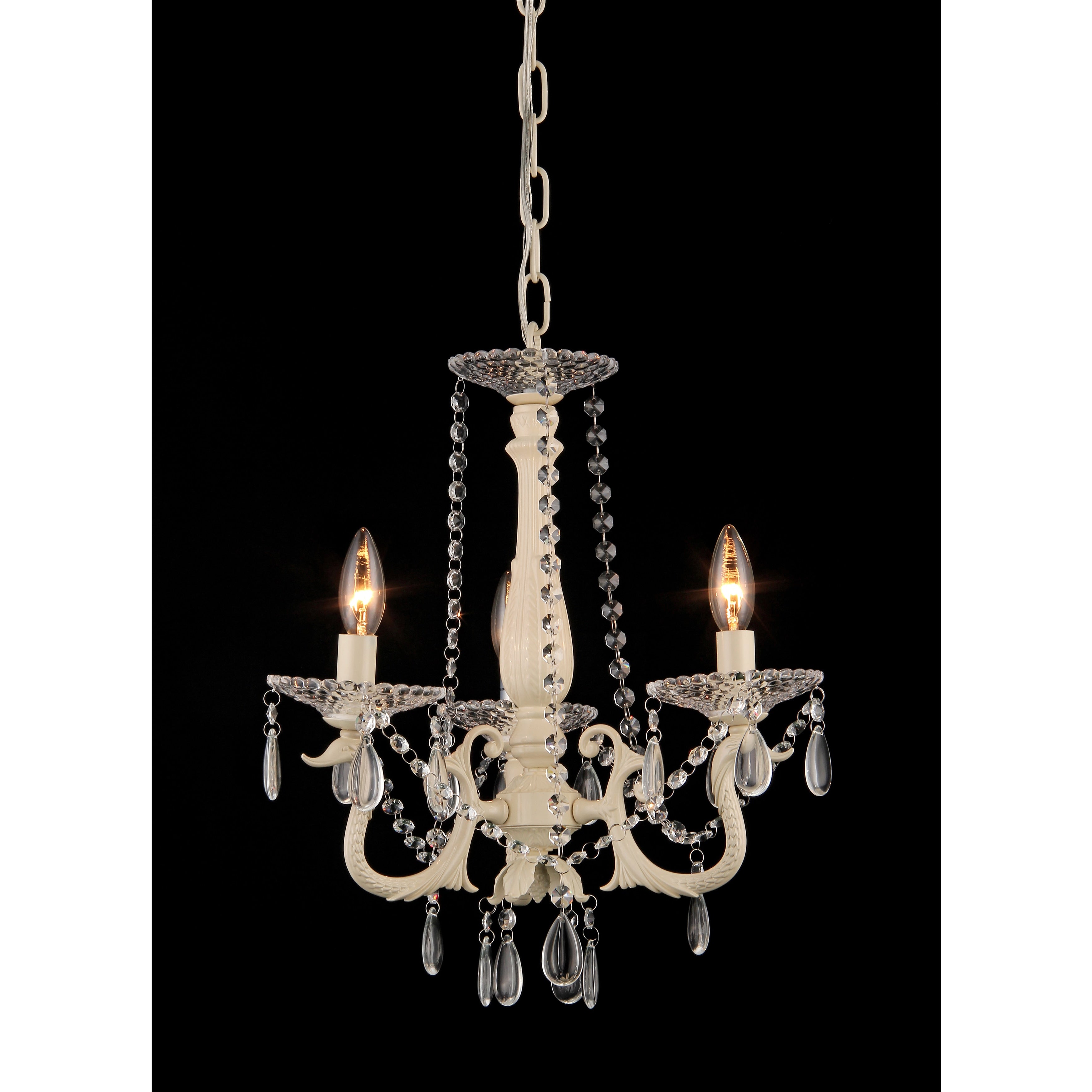 Marinara 3 Light Off White 16 Inch Crystal Chandelier