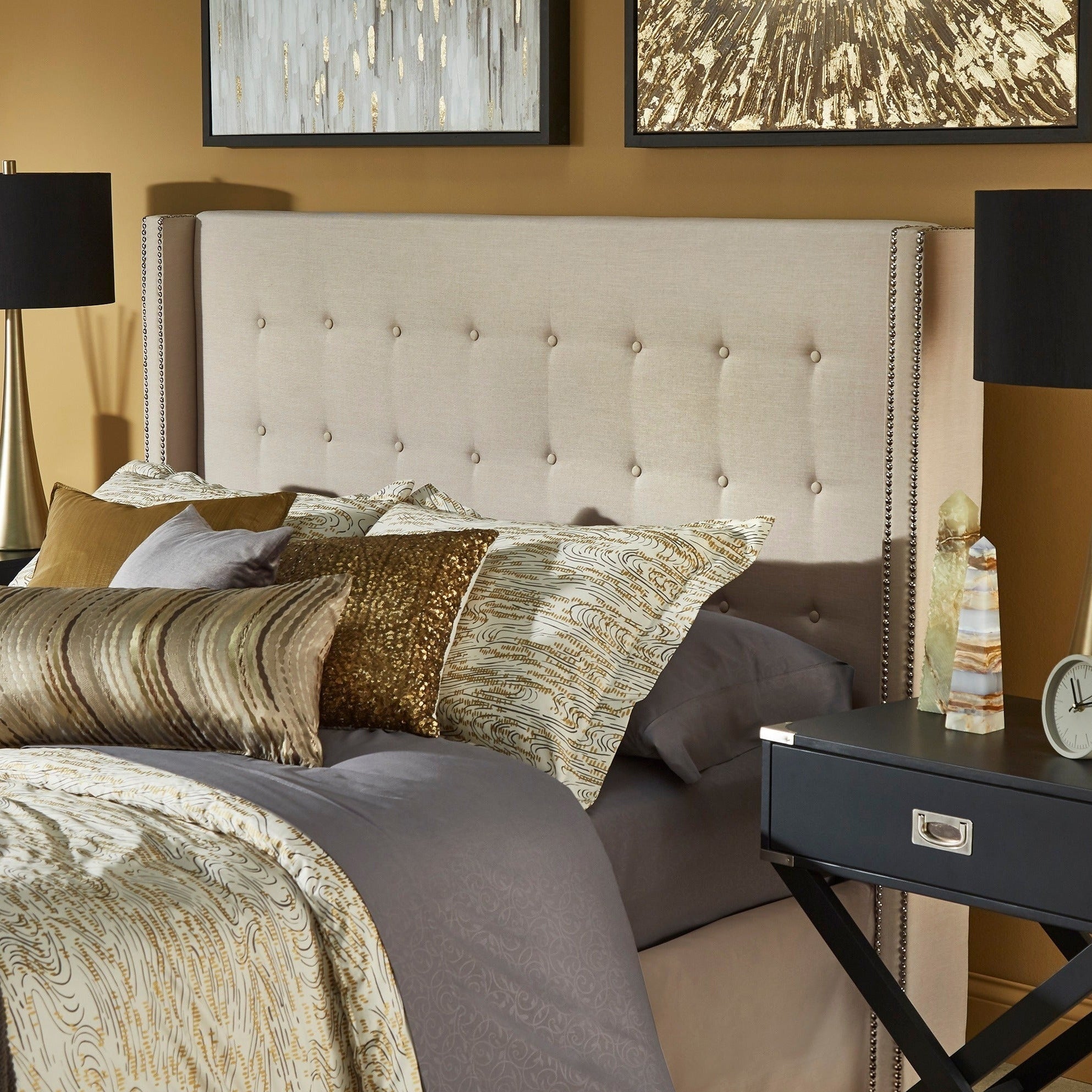Marion Nailhead Wingback Button Tufted Headboard By Inspire Q Bold