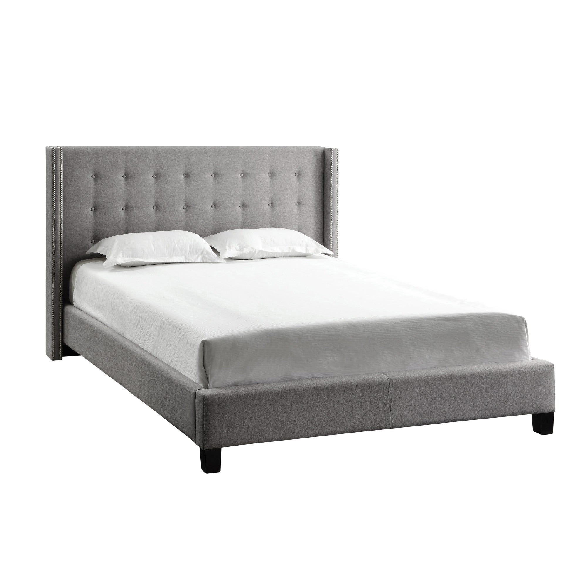 Marion Nailhead Wingback Tufted Upholstered Platform Bed By Inspire Q Bold