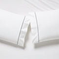 Marisal Organic Cotton Percale 400 Thread Count White and Faded Teal Queen Sheet Set