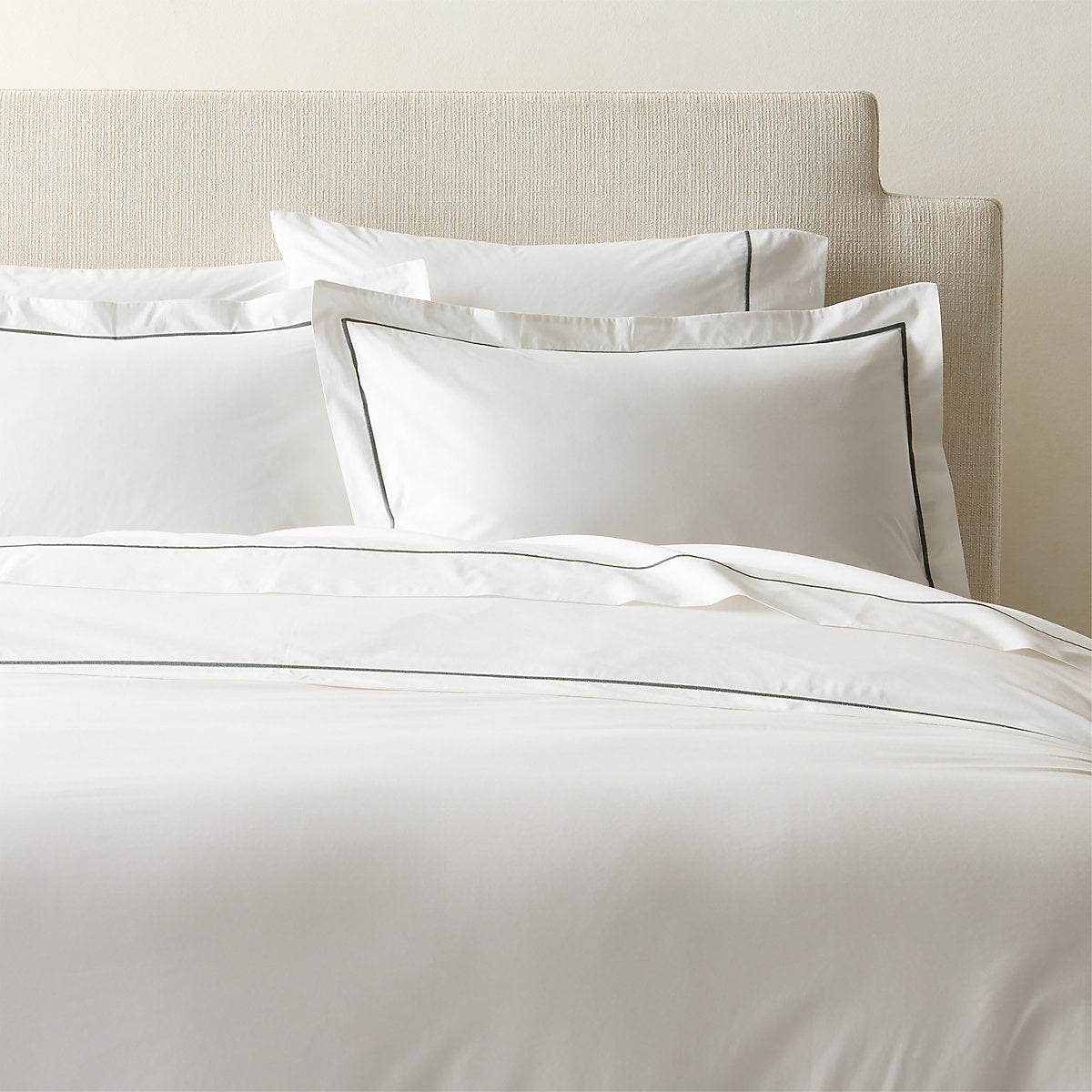 Marisal Organic Cotton Percale 400 Thread Count White and Faded Teal King Pillow Shams Set of 2