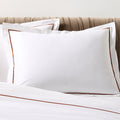 Marisal Organic Cotton Percale 400 Thread Count White and Sienna Brown Full/Queen Duvet Cover