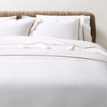 Marisal Organic Cotton Percale 400 Thread Count White and Sienna Brown Standard Shams Set of 2